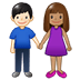 👩🏽‍🤝‍👨🏻 woman and man holding hands: medium skin tone, light skin tone display on Samsung